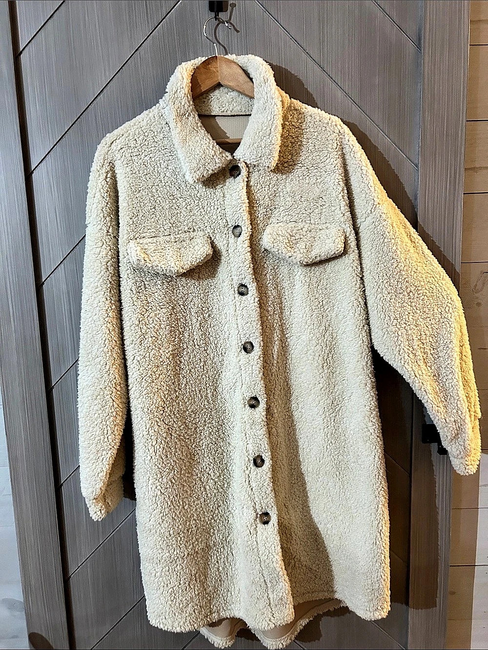 Teddy Fleece Coat in Cream Size 3XL Like New